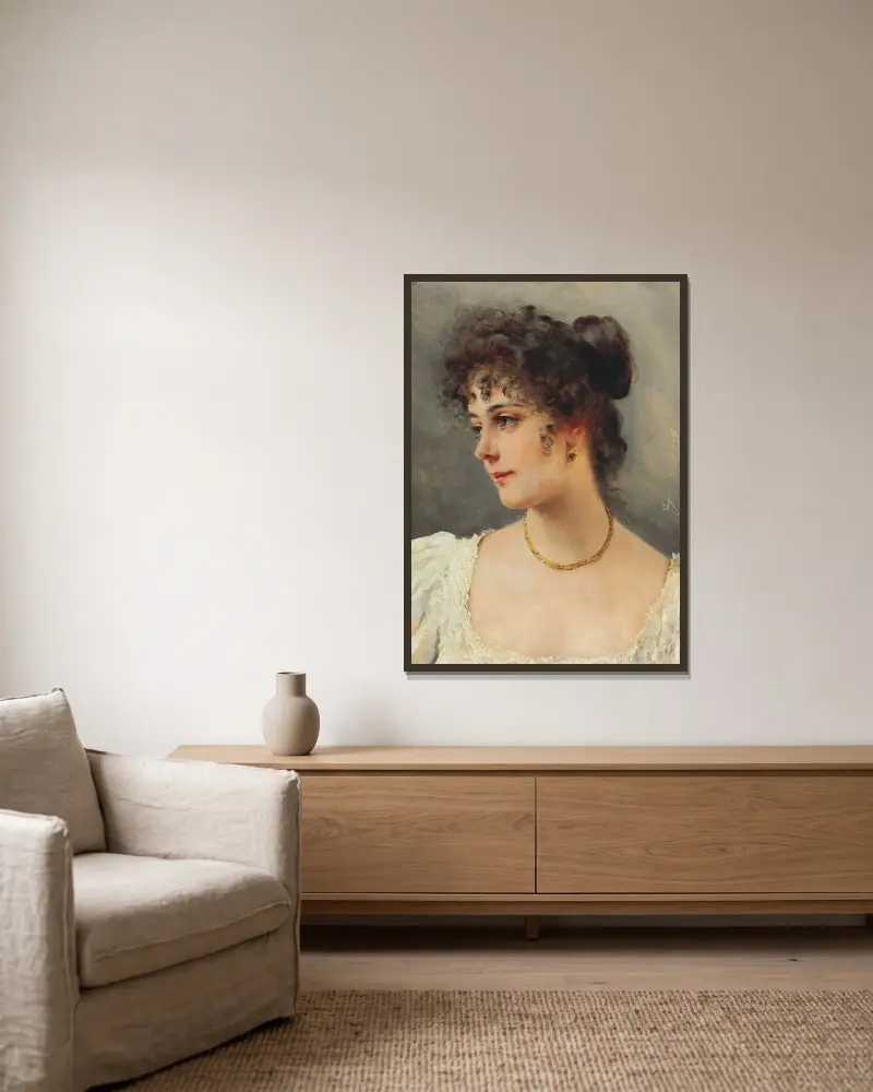 Eine junge Schönheit von Eugen von Blaas gerahmt an einer Wand