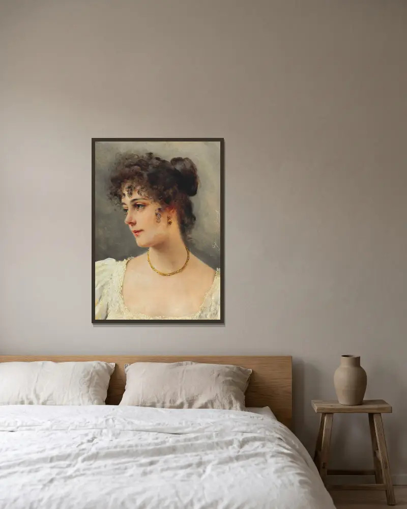 Eine junge Schönheit von Eugen von Blaas gerahmt an einer Wand