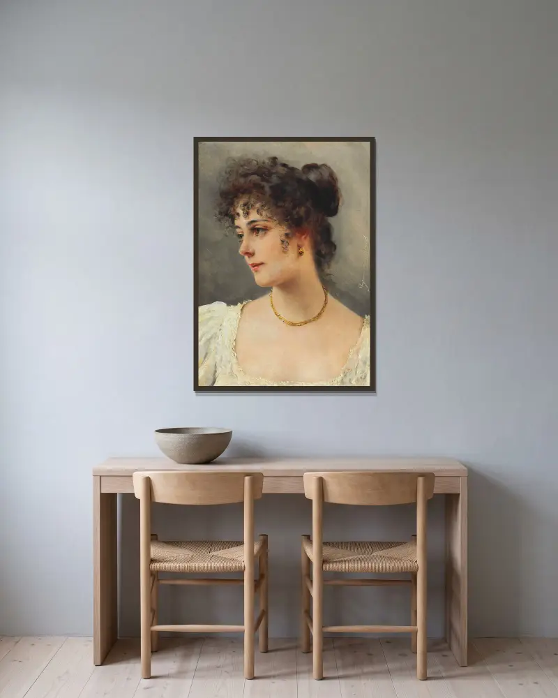 Eine junge Schönheit von Eugen von Blaas gerahmt an einer Wand