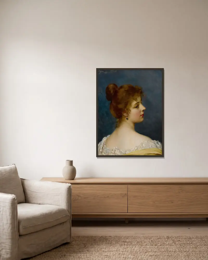 An italian Beauty av Eugen von Blaas inramad på en vägg
