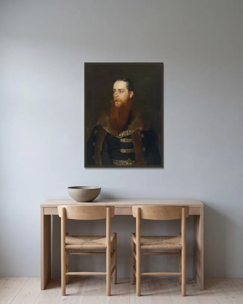 Porträtt av Arthur Graf Berchtold av Eugen von Blaas inramad på en vägg