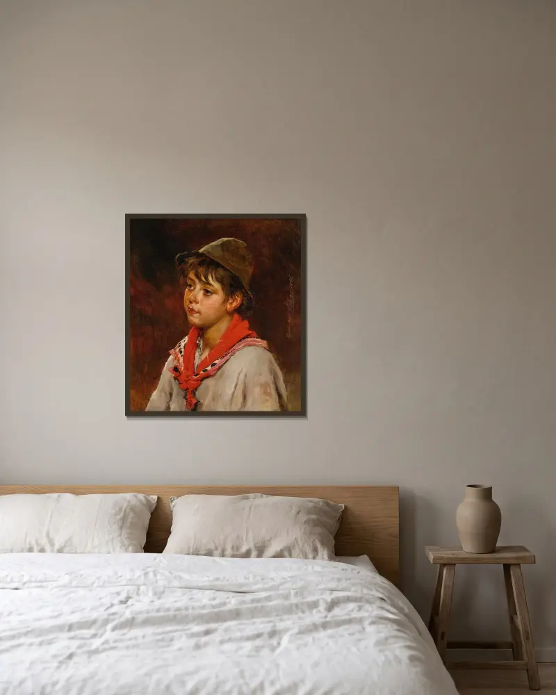 Pojke av Eugen von Blaas inramad på en vägg