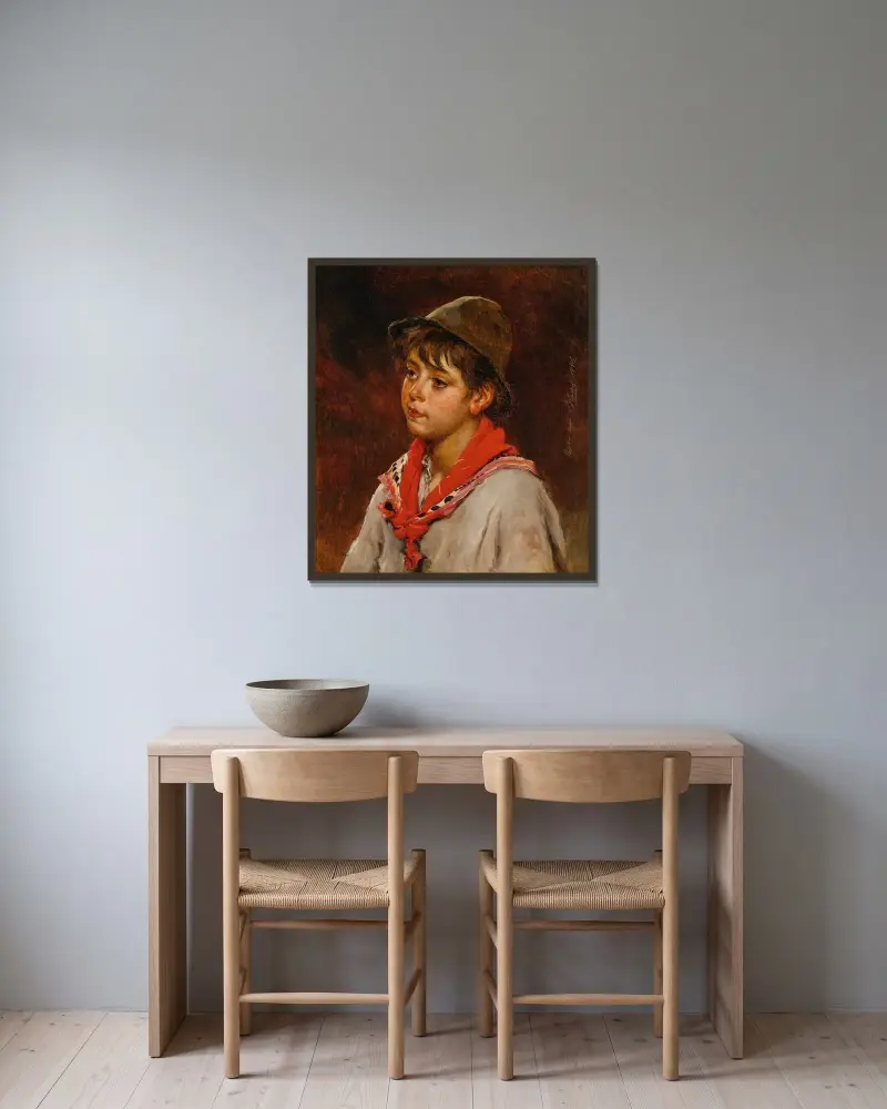 Pojke av Eugen von Blaas inramad på en vägg