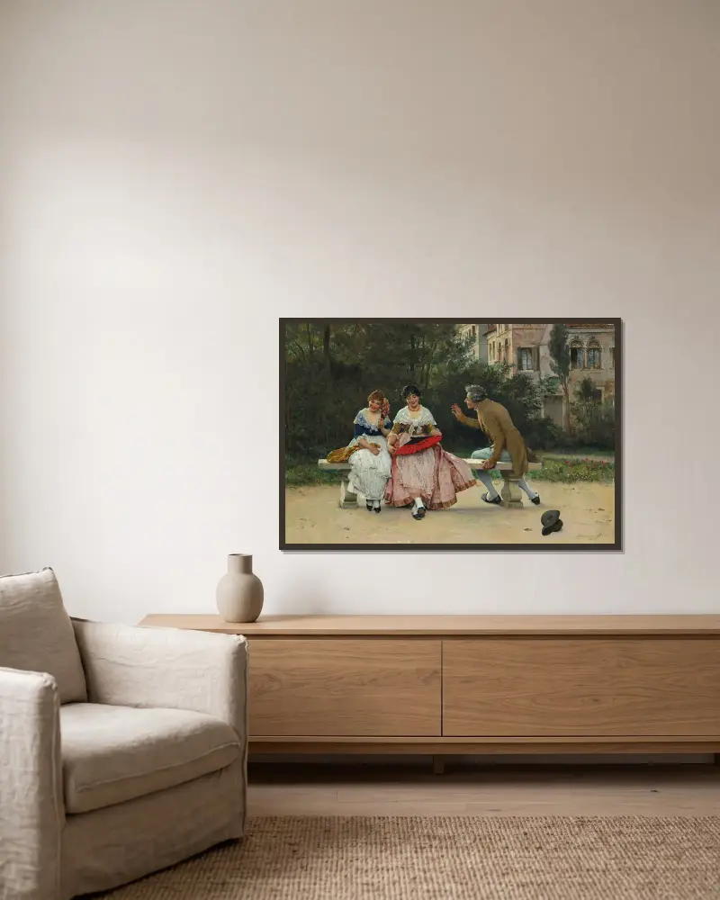 Im Park von Eugen von Blaas gerahmt an einer Wand