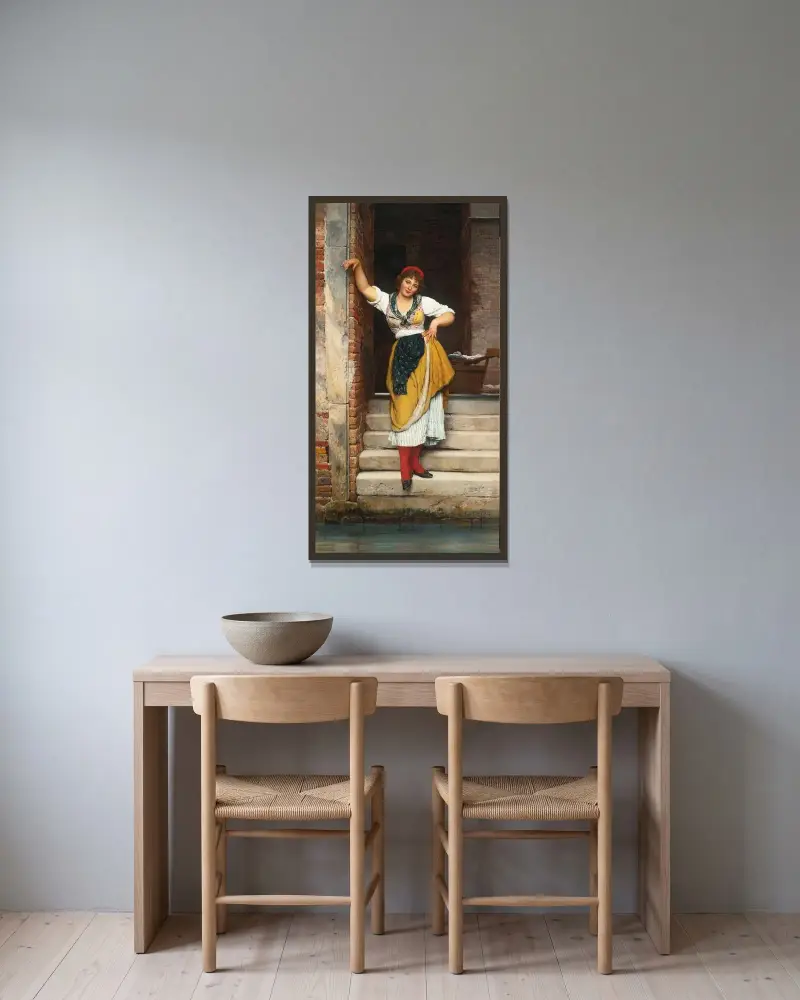 Ninetta av Eugen von Blaas inramad på en vägg