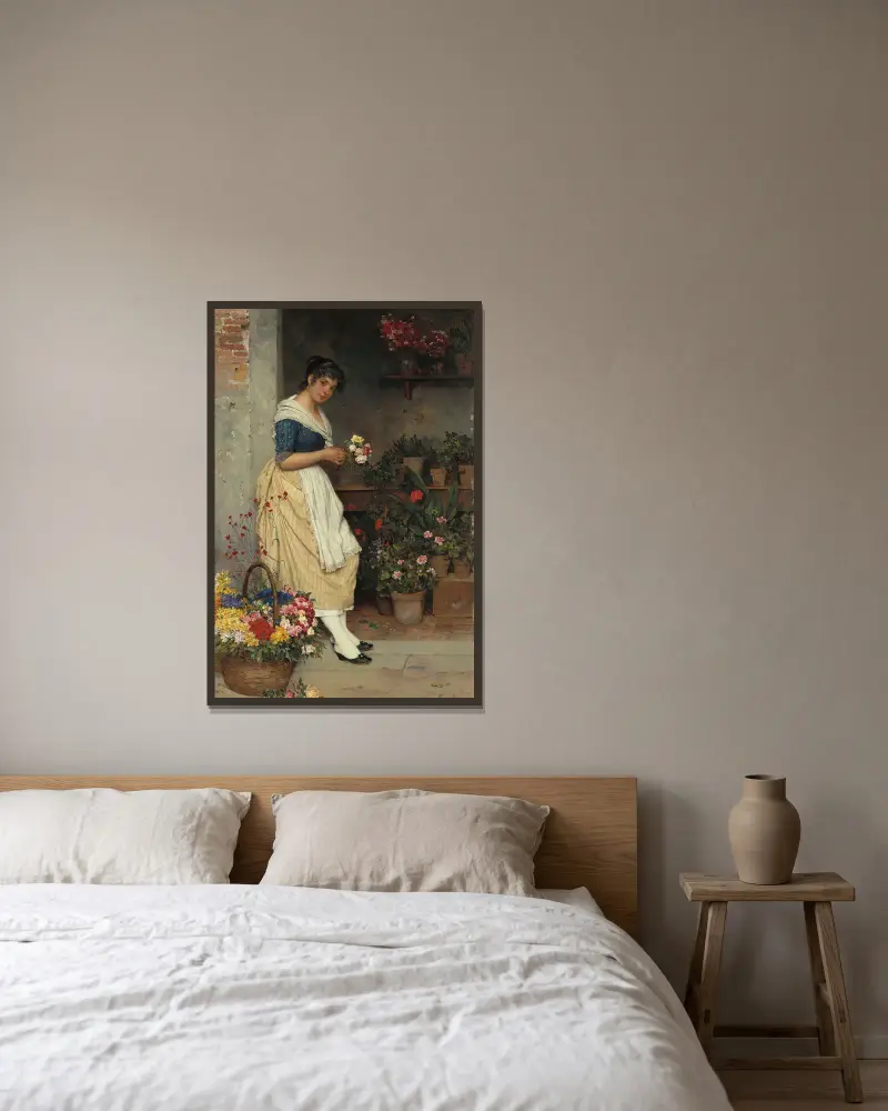 The Fairest Rose av Eugen von Blaas inramad på en vägg