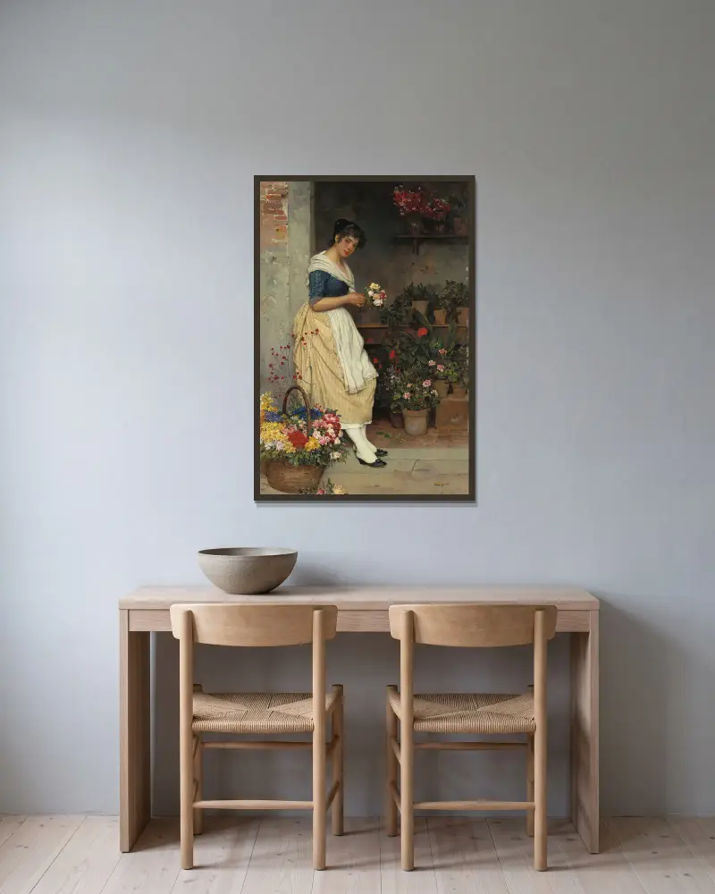 The Fairest Rose av Eugen von Blaas inramad på en vägg