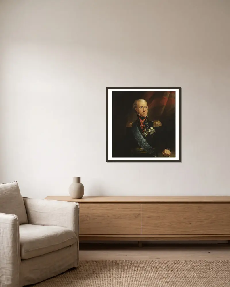 Karl XIII, 1748–1818, kung av Sverige och Norge av Carl Frederik von Breda inramad på en vägg