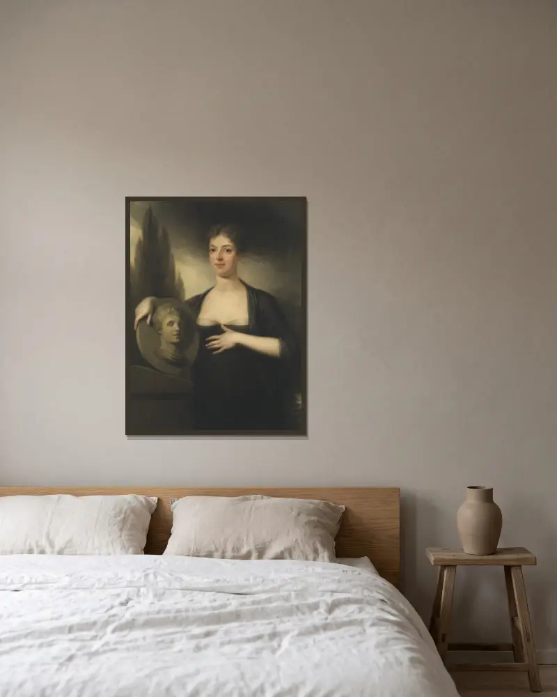 Porträtt av Christina Maria von Hermanson (1768–1810) av Carl Frederik von Breda inramad på en vägg