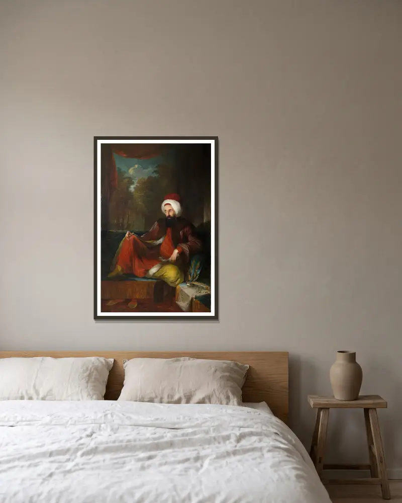 Yusuf Agah Efendi von Carl Frederik von Breda gerahmt an einer Wand