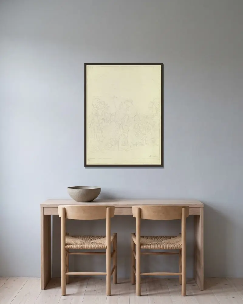 Jakob och Rakel av Julius Schnorr von Carolsfeld inramad på en vägg