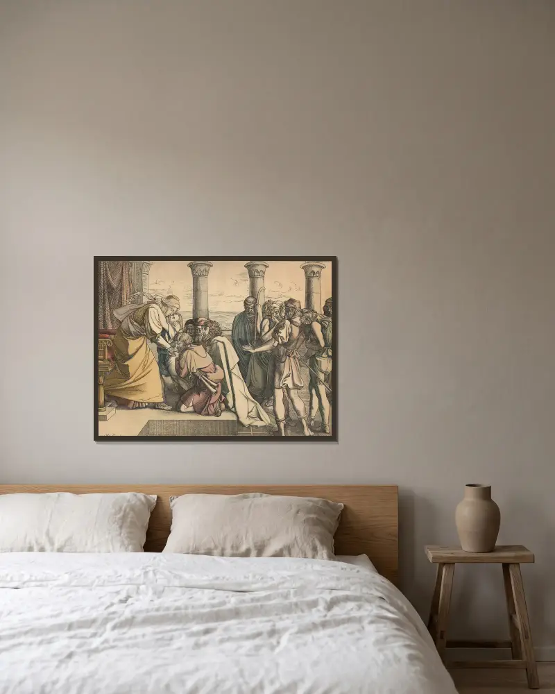 Josef se dává poznat, Peter von Cornelius v rámu na stěně