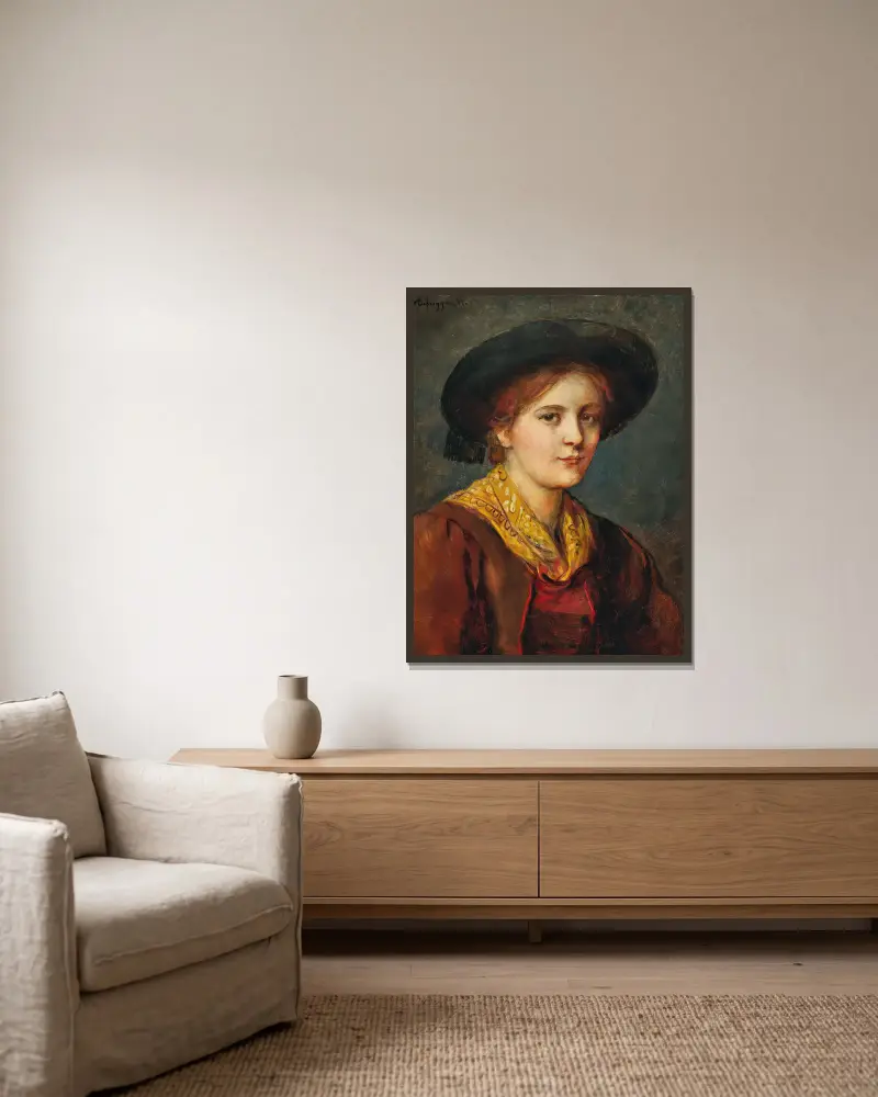 A Young Tyrolean Girl av Franz von Defregger inramad på en vägg