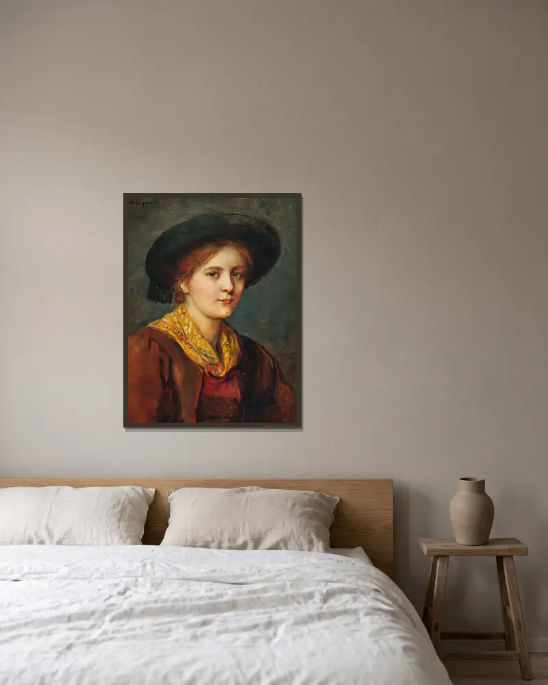 A Young Tyrolean Girl av Franz von Defregger inramad på en vägg
