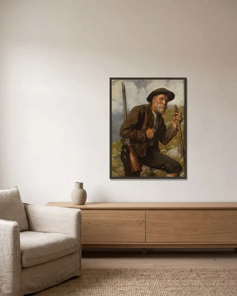 Starý lovec s puškou, Franz von Defregger v rámu na stěně