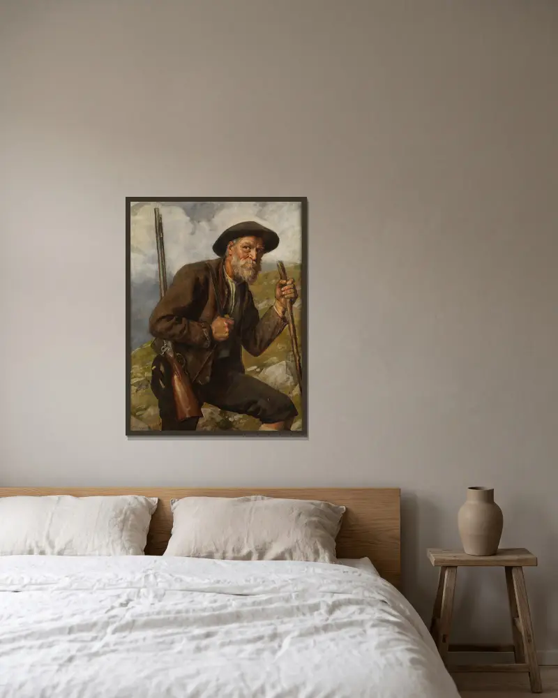 Starý lovec s puškou, Franz von Defregger v rámu na stěně