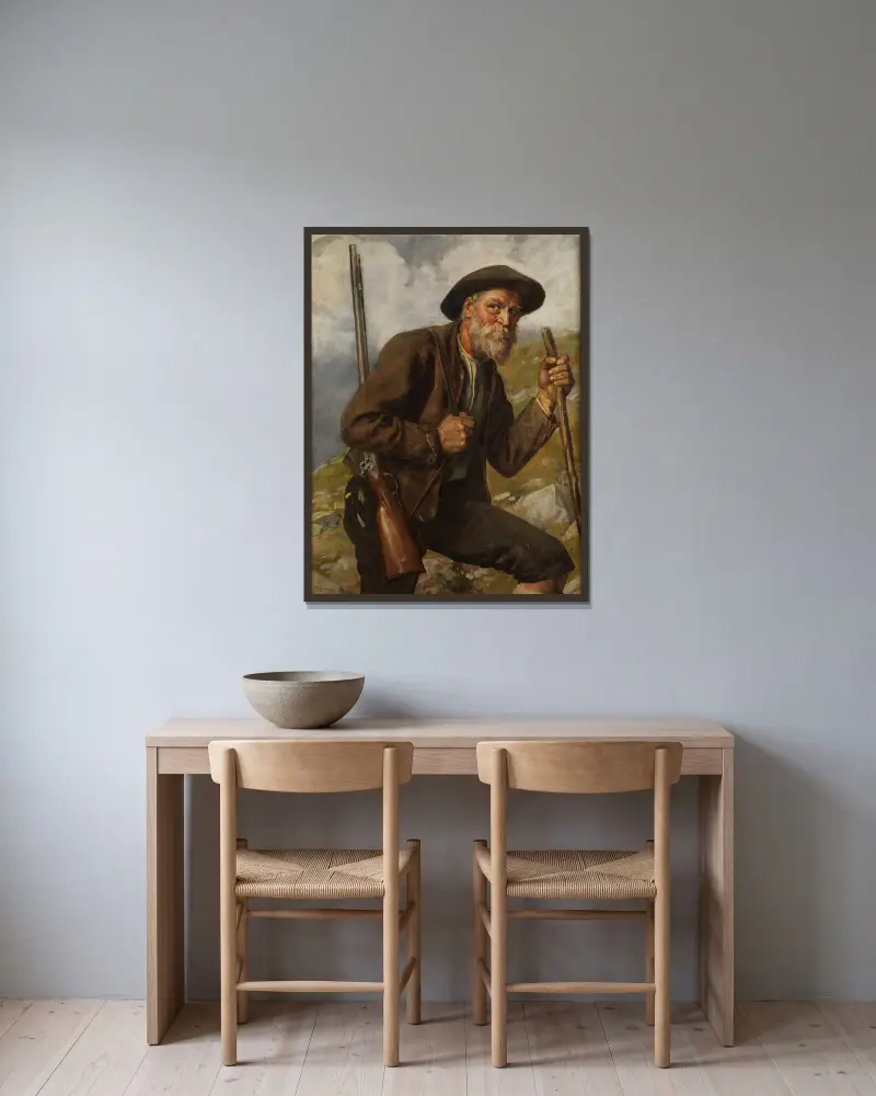 Starý lovec s puškou, Franz von Defregger v rámu na stěně