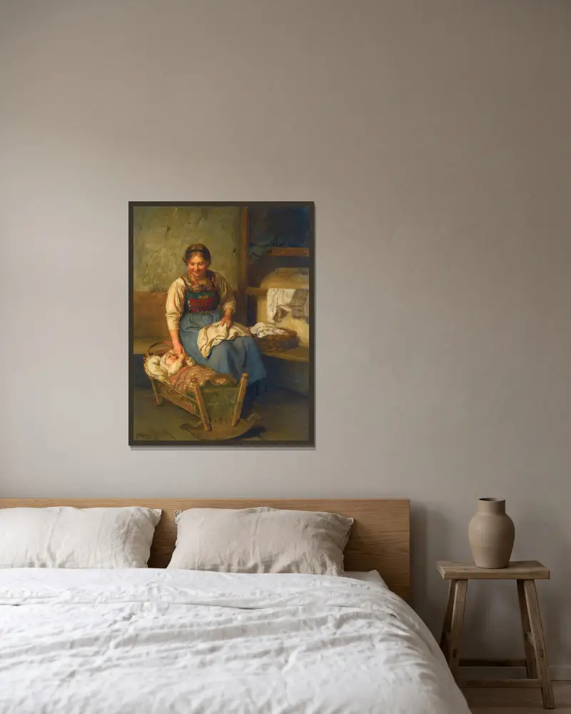 Der Stolz der Mutter von Franz von Defregger gerahmt an einer Wand