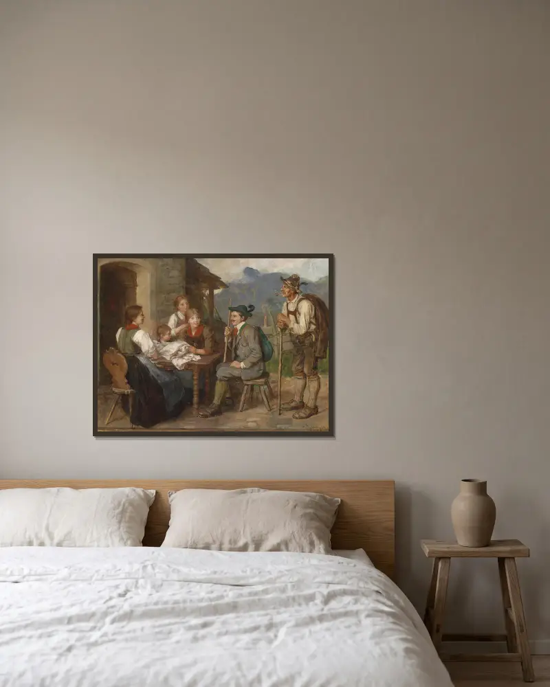 Salon-Tiroler von Franz von Defregger gerahmt an einer Wand