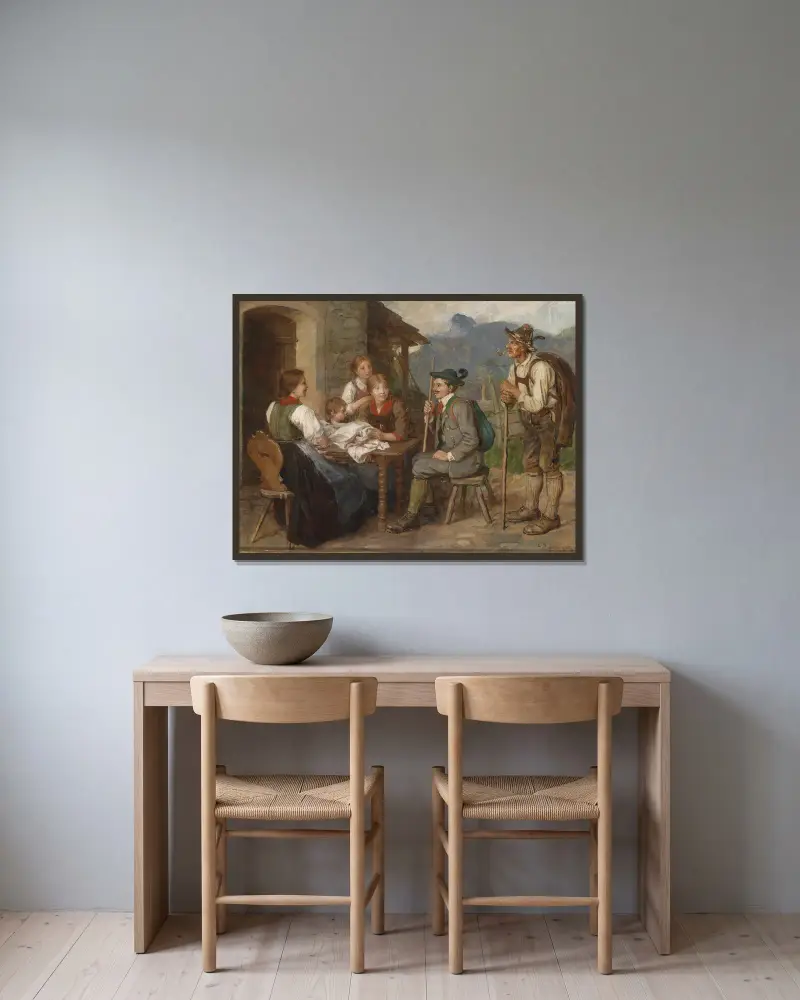 Salon-Tiroler von Franz von Defregger gerahmt an einer Wand