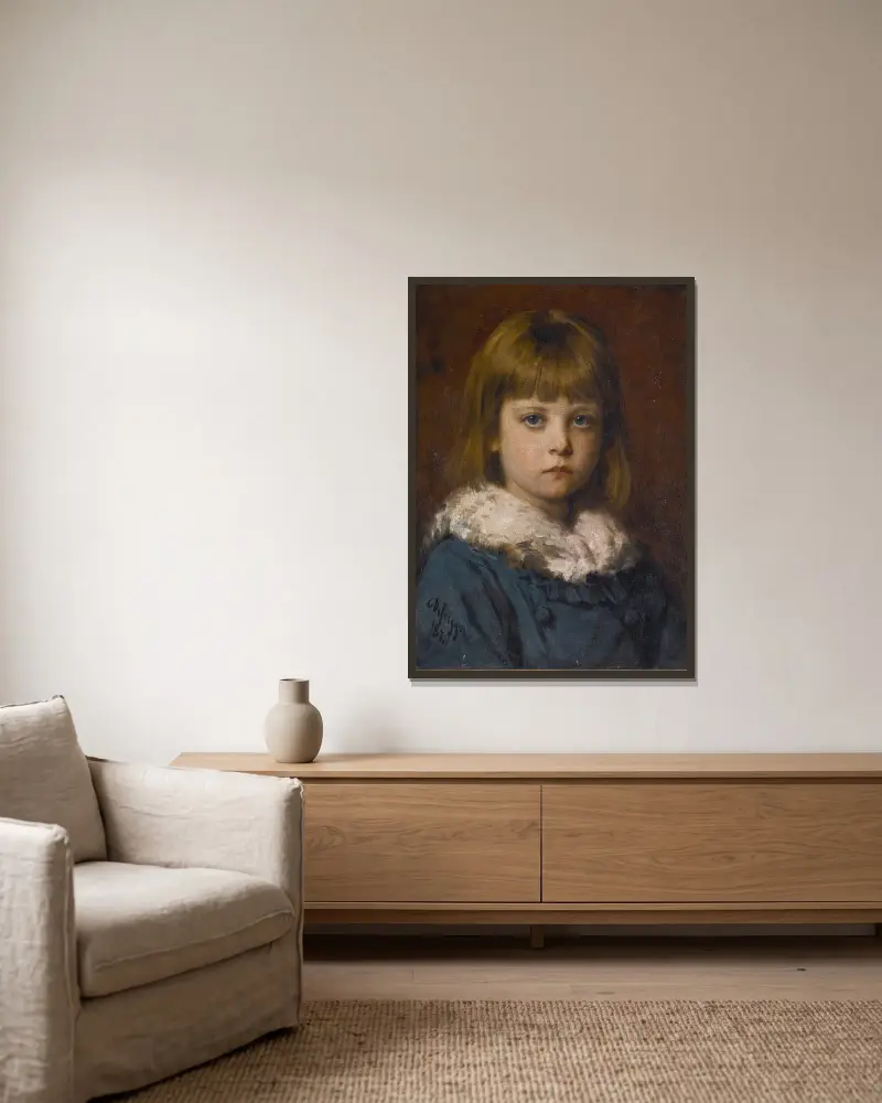 The little girl av Franz von Defregger inramad på en vägg