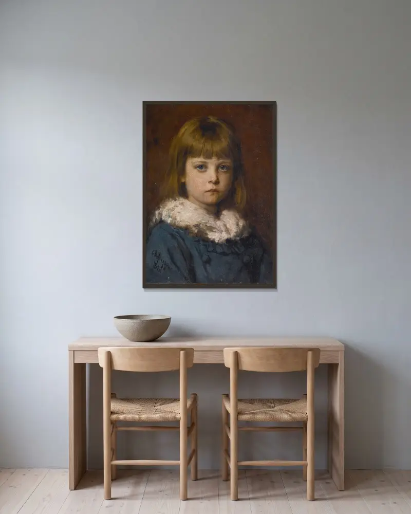 The little girl av Franz von Defregger inramad på en vägg