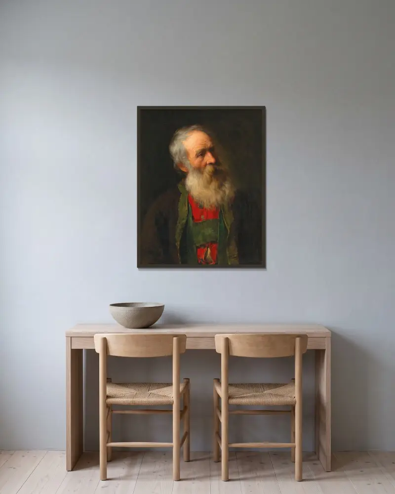 Tyrolsk bonde av Franz von Defregger inramad på en vägg