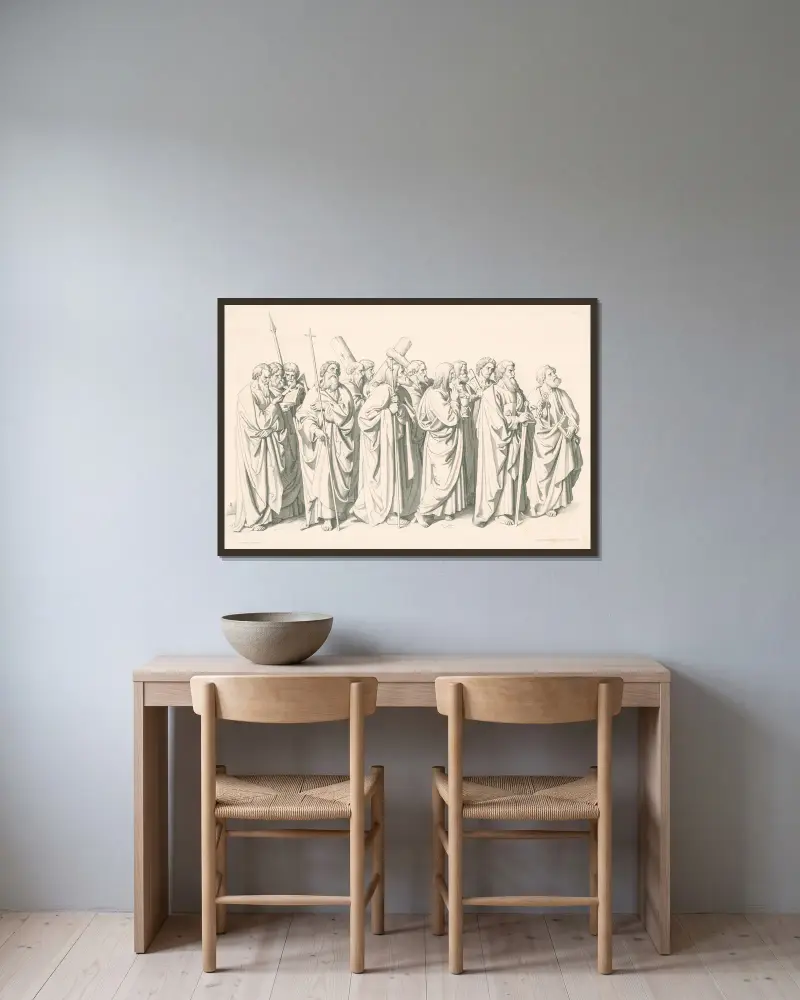 Die Apostel von Joseph von Führich gerahmt an einer Wand