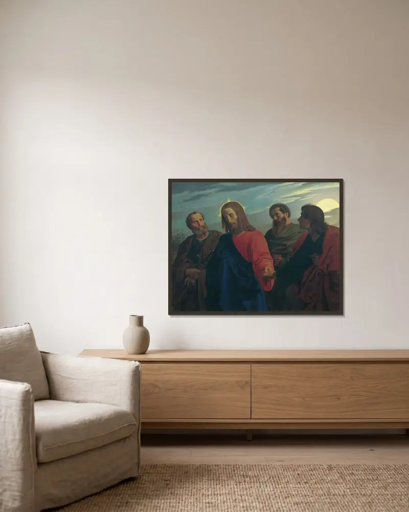 Kristi avsked från sina lärjungar (På väg till Getsemane) av Joseph von Führich inramad på en vägg