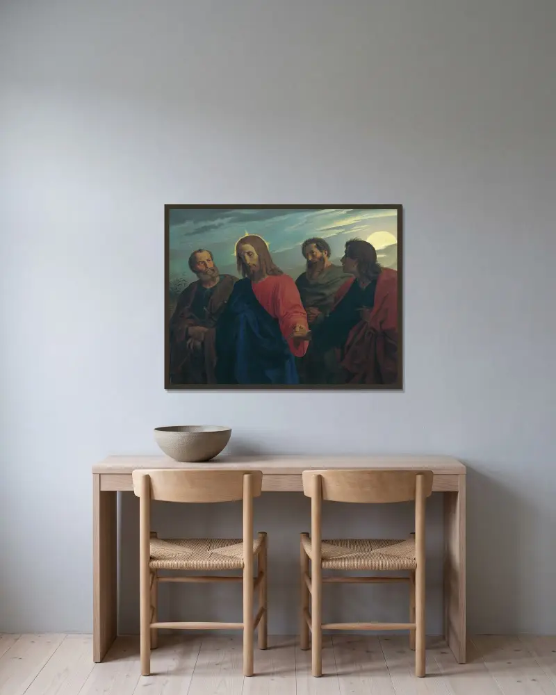 Kristi avsked från sina lärjungar (På väg till Getsemane) av Joseph von Führich inramad på en vägg