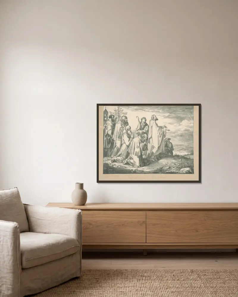 Der heilige Adalbert von Joseph von Führich gerahmt an einer Wand