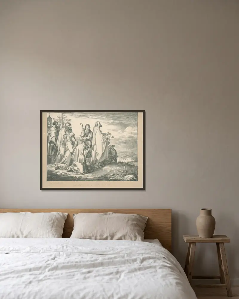 Der heilige Adalbert von Joseph von Führich gerahmt an einer Wand