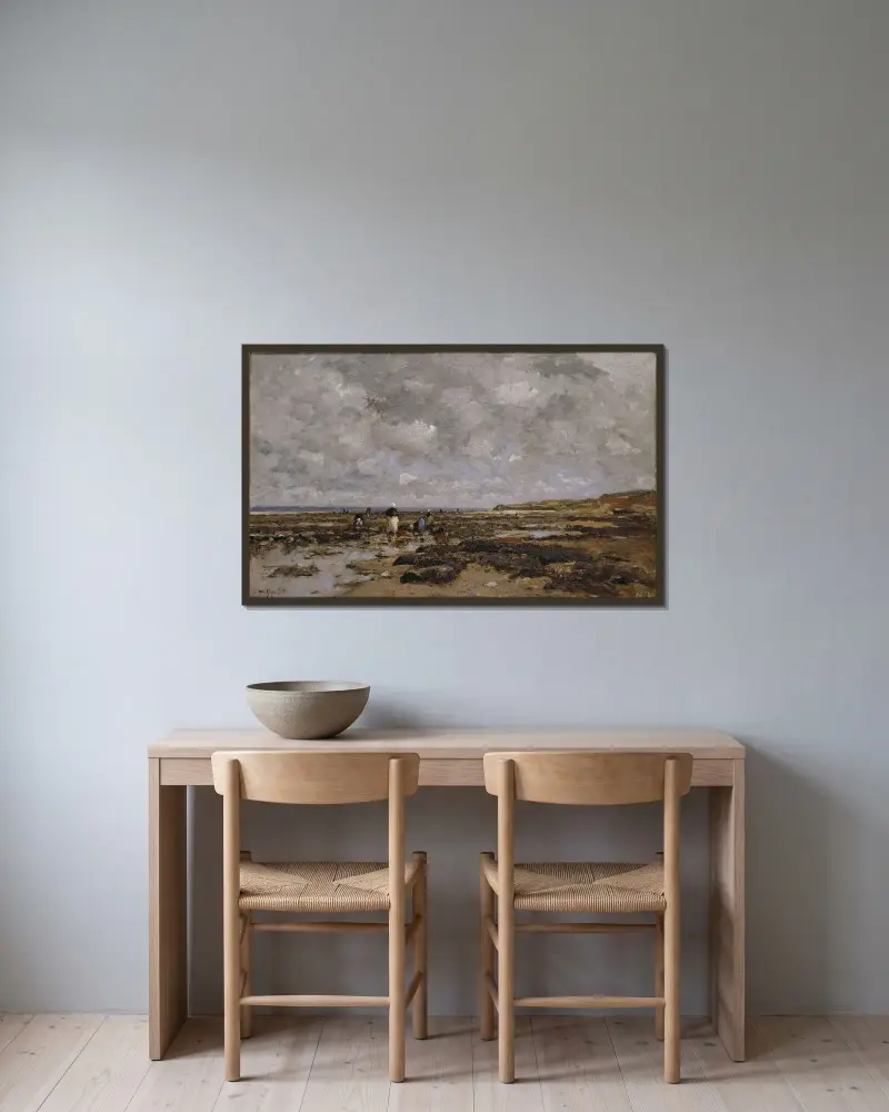 Musselfiskare i Villerville av Wilhelm von Gegerfelt inramad på en vägg