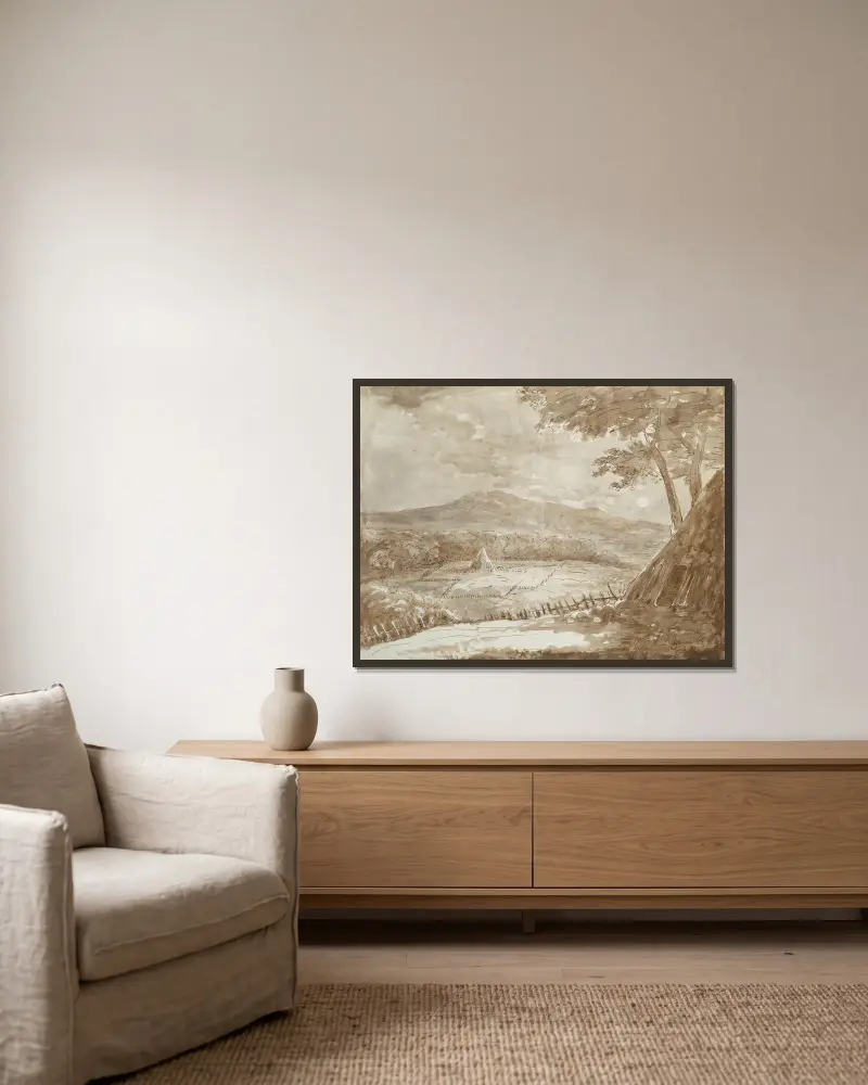 Gebirgslandschaft mit Heupyramiden im Mondschein av Johann Wolfgang Von Goethe inramad på en vägg
