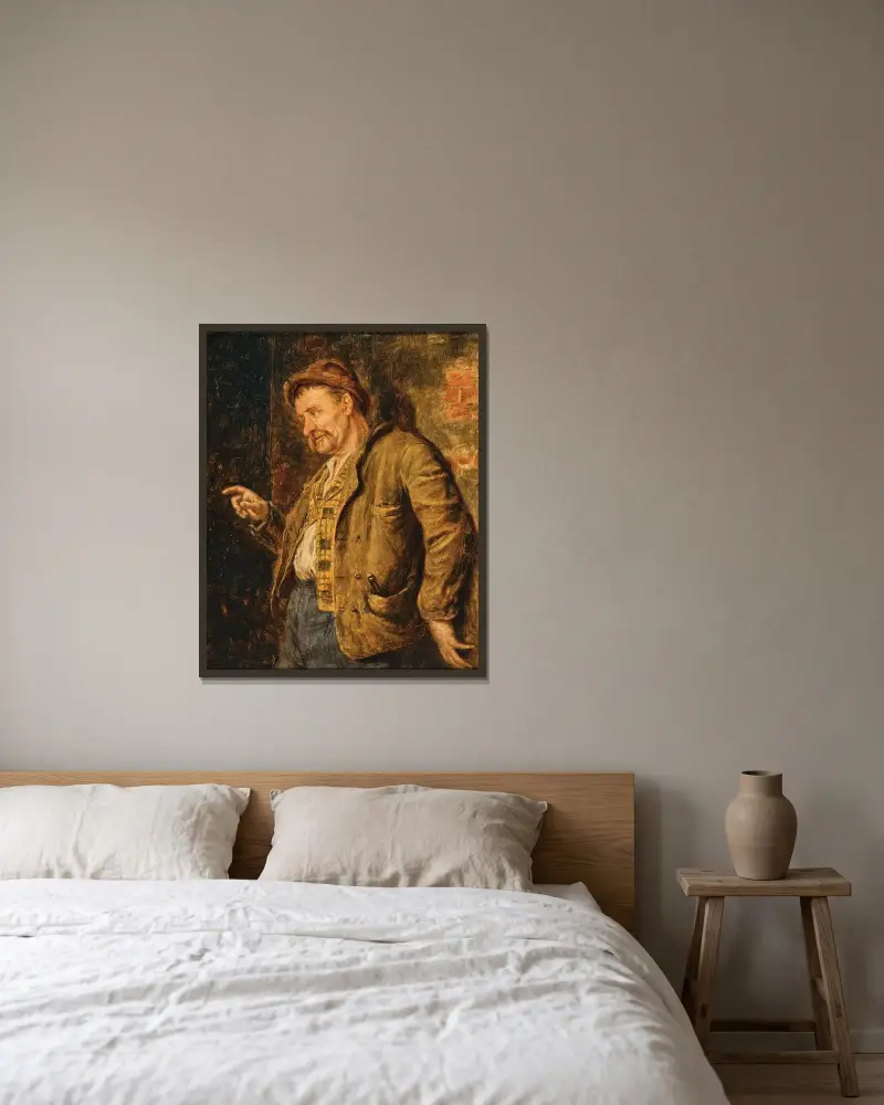 Ein fröhlicher Förster von Eduard von Grützner gerahmt an einer Wand