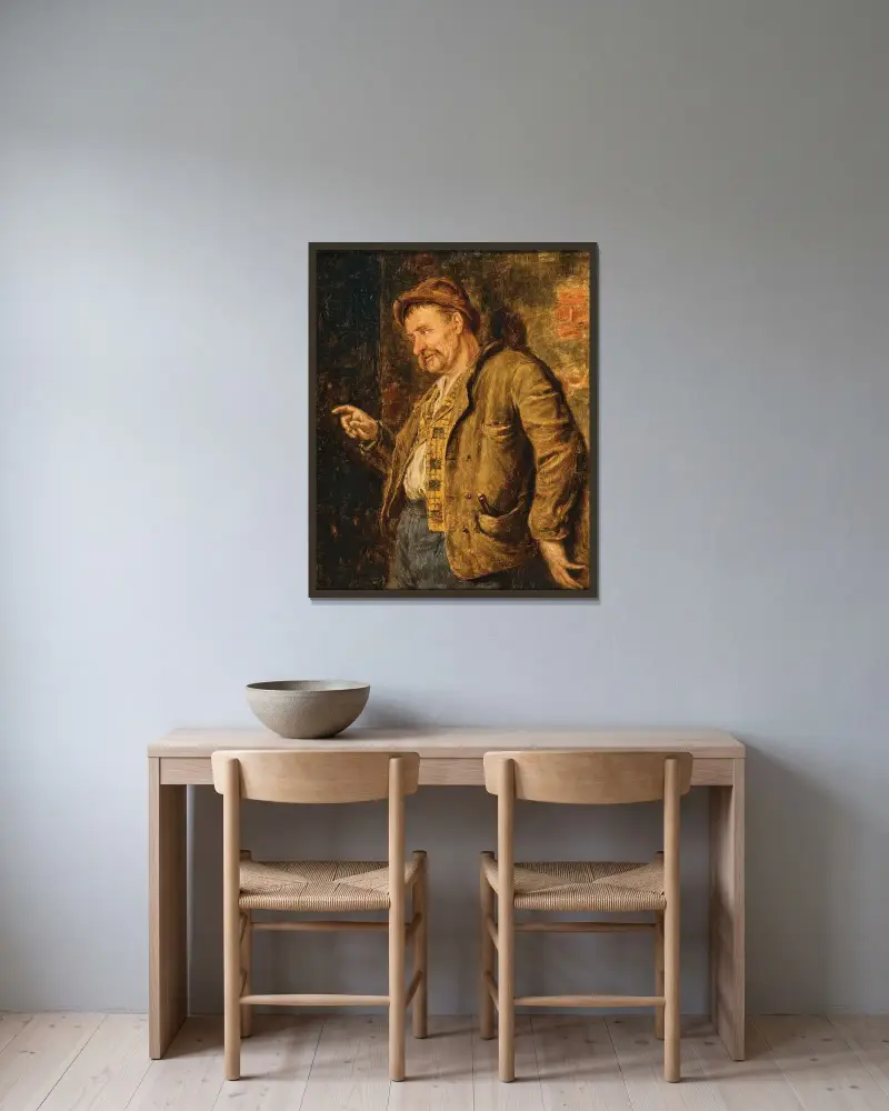 Ein fröhlicher Förster von Eduard von Grützner gerahmt an einer Wand