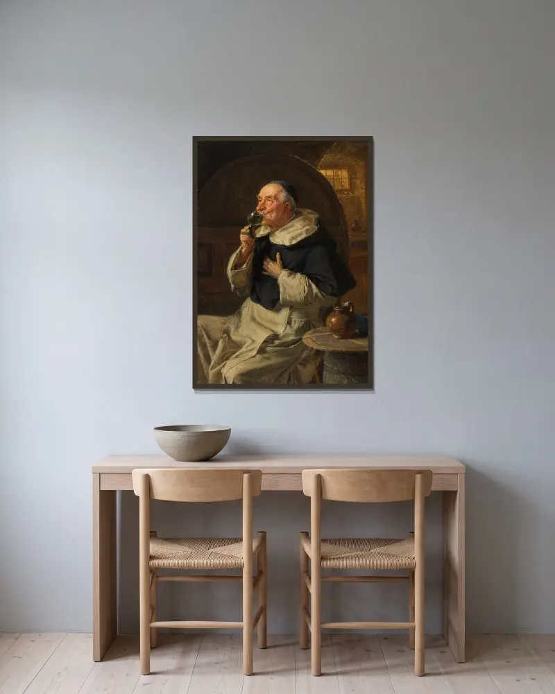 Ochutnávka vína, Eduard von Grützner v rámu na stěně