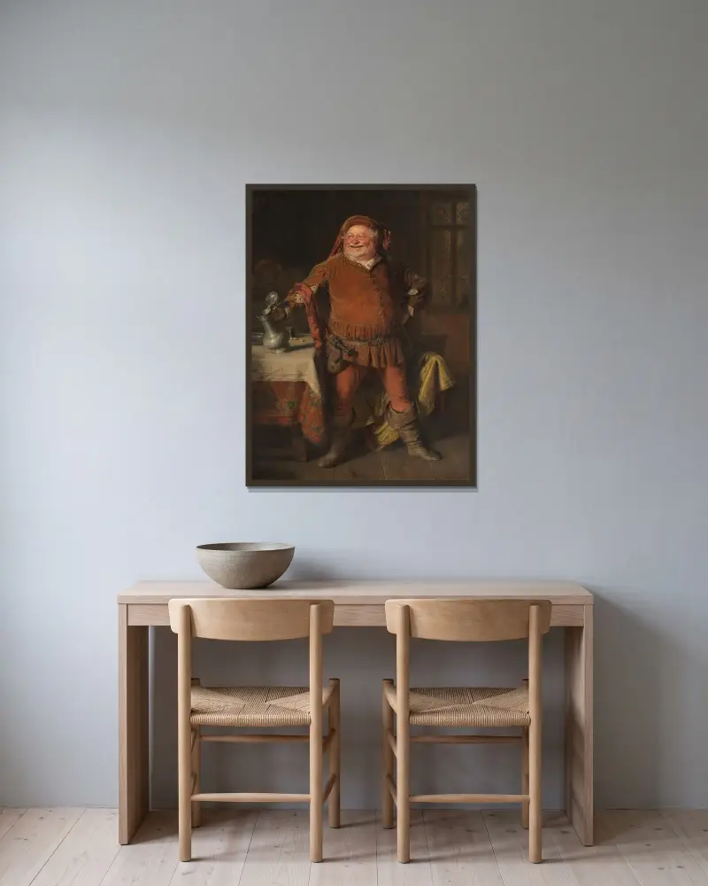 Falstaff av Eduard von Grützner inramad på en vägg