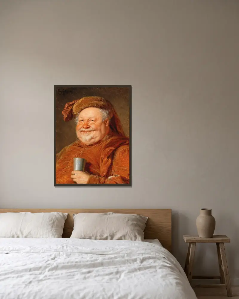Falstaff av Eduard von Grützner inramad på en vägg
