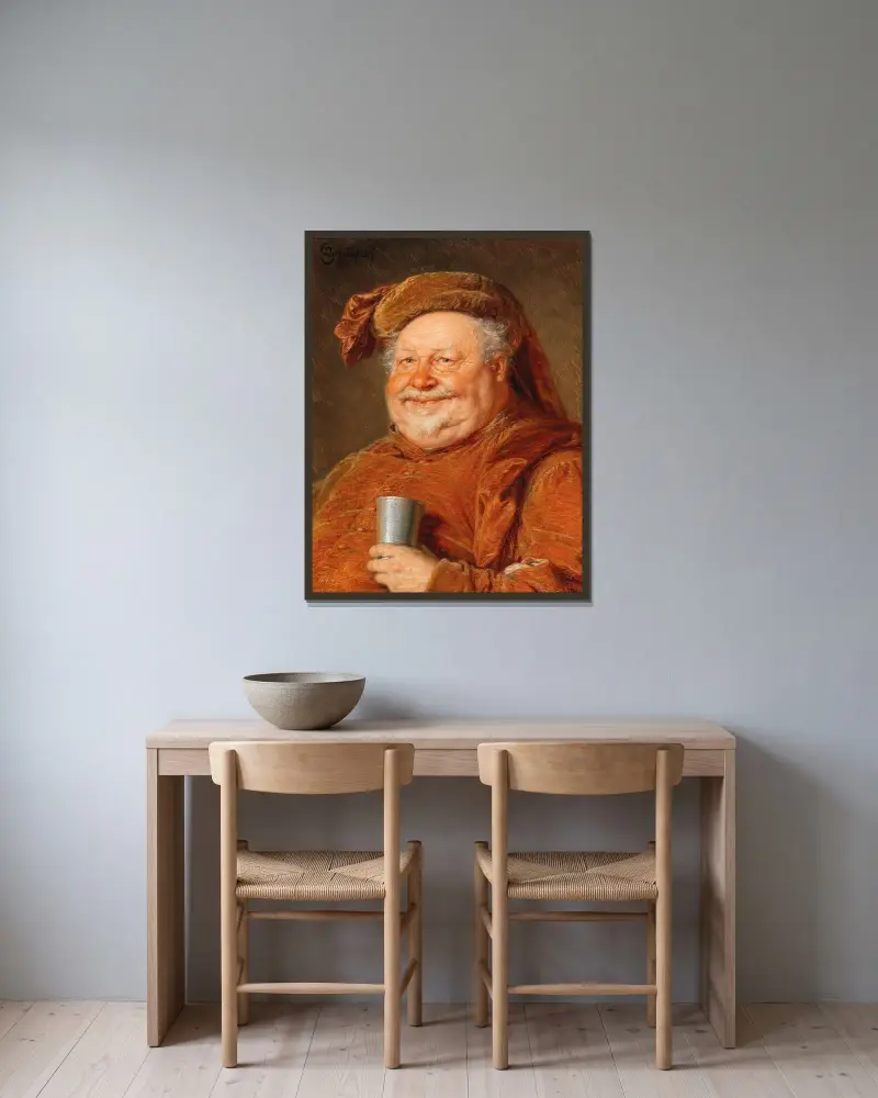 Falstaff av Eduard von Grützner inramad på en vägg
