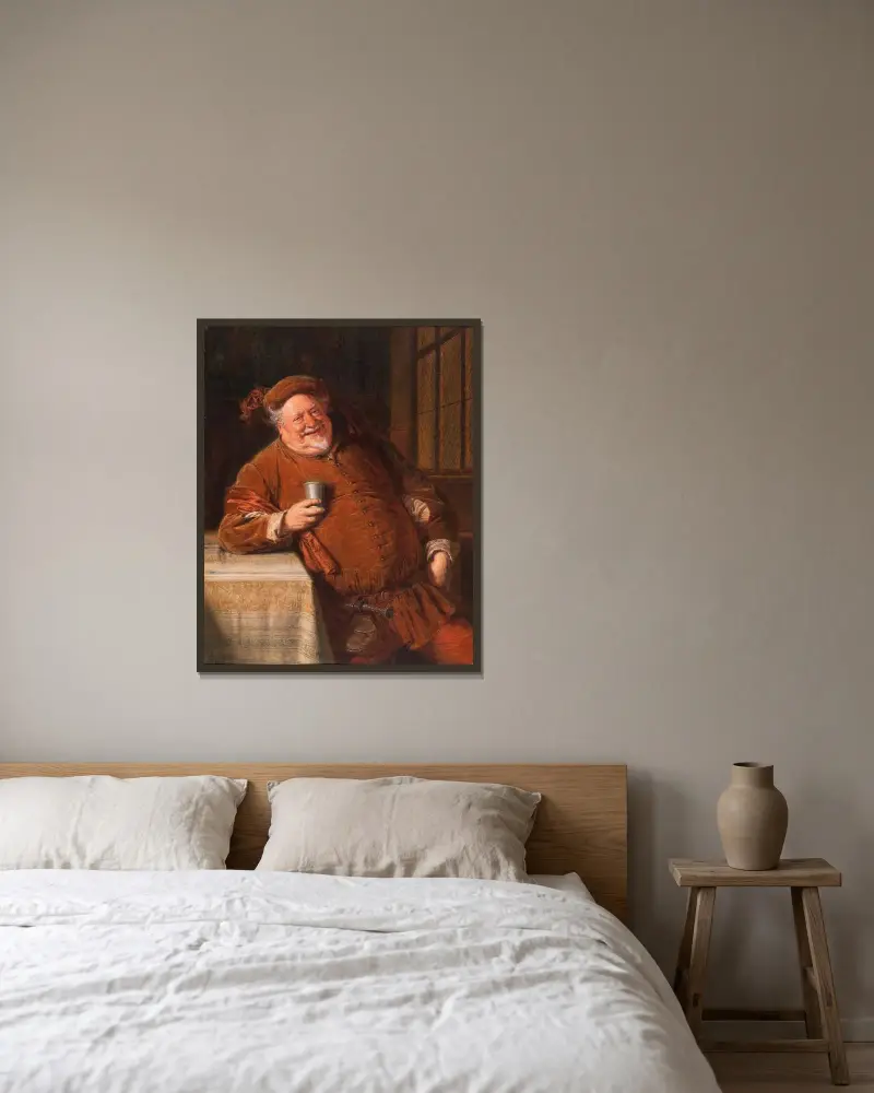 Falstaff II av Eduard von Grützner inramad på en vägg
