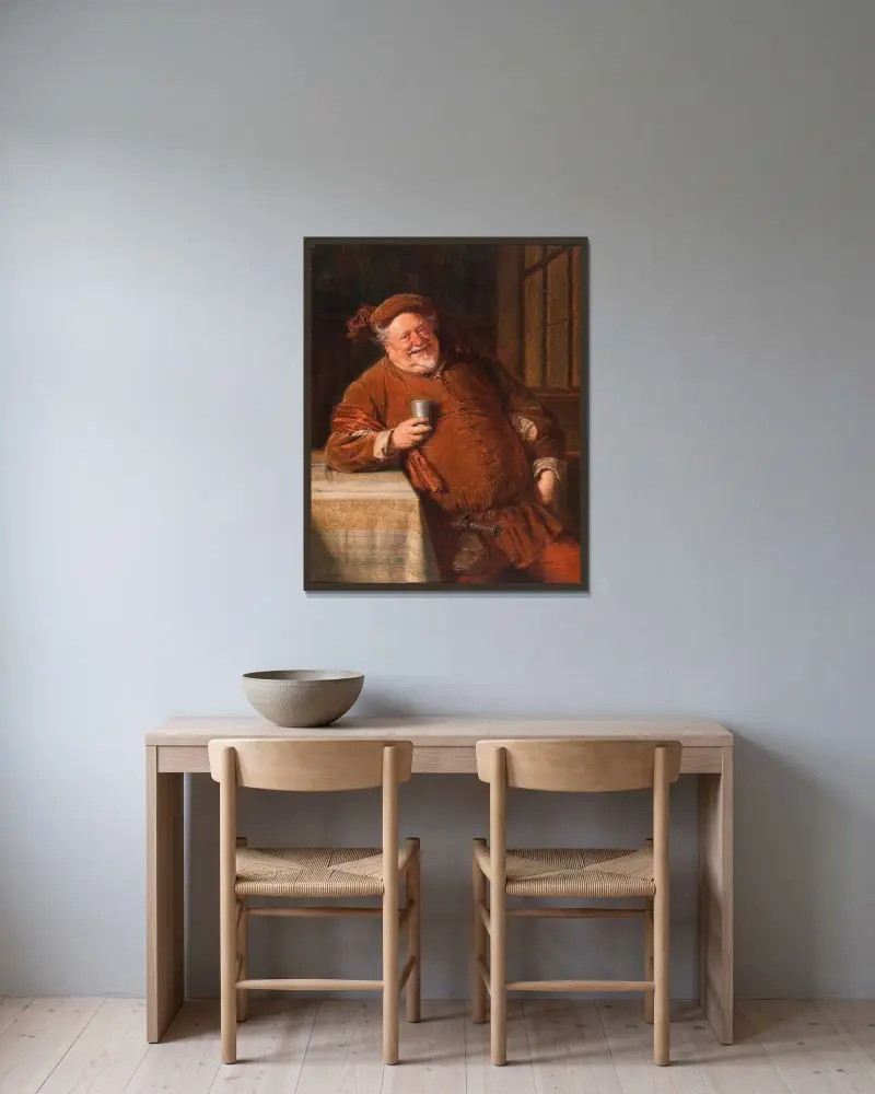 Falstaff II av Eduard von Grützner inramad på en vägg
