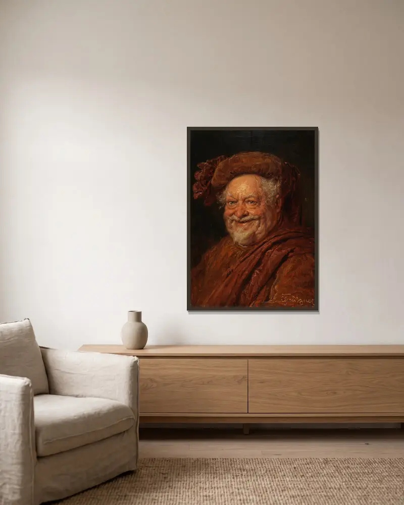Falstaff von Eduard von Grützner gerahmt an einer Wand