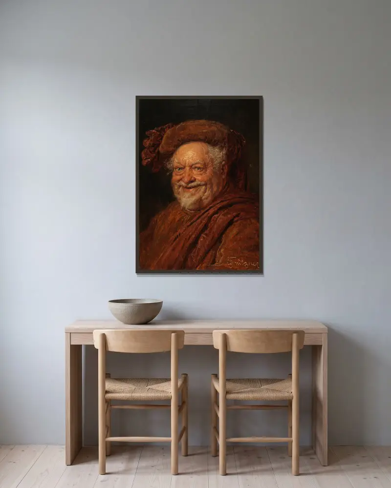 Falstaff von Eduard von Grützner gerahmt an einer Wand