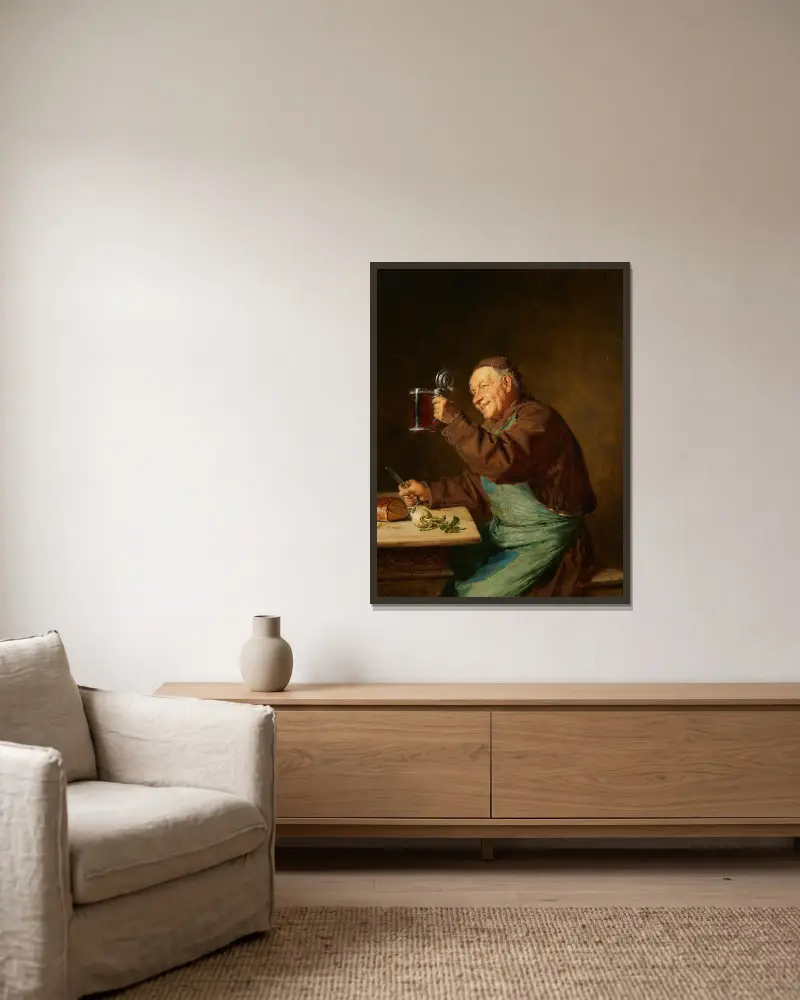 Prosit von Eduard von Grützner gerahmt an einer Wand