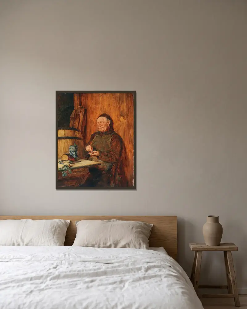 Stillvergnügt von Eduard von Grützner gerahmt an einer Wand