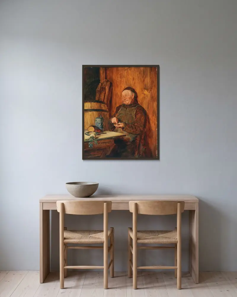 Stillvergnügt von Eduard von Grützner gerahmt an einer Wand
