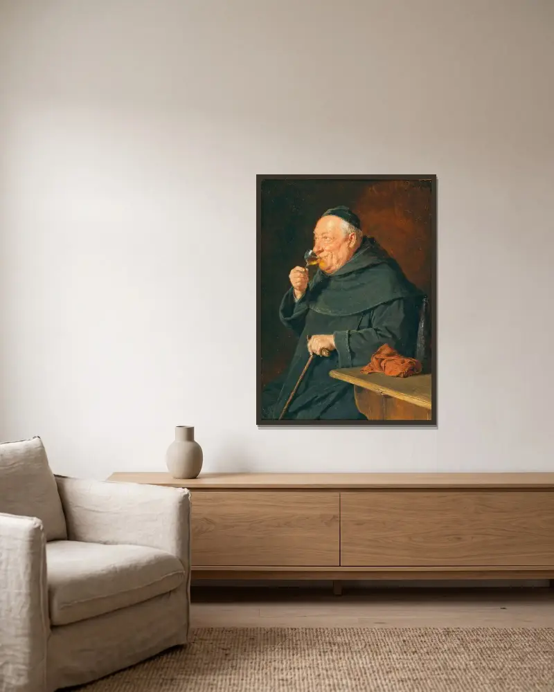 The connoisseur av Eduard von Grützner inramad på en vägg