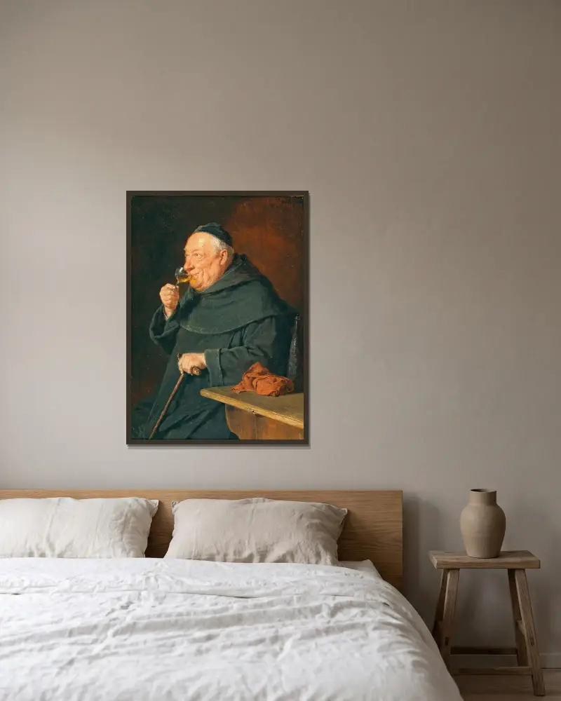 The connoisseur av Eduard von Grützner inramad på en vägg