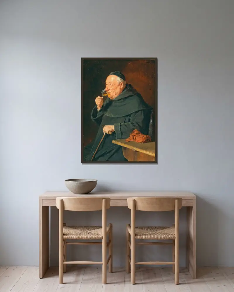 The connoisseur av Eduard von Grützner inramad på en vägg